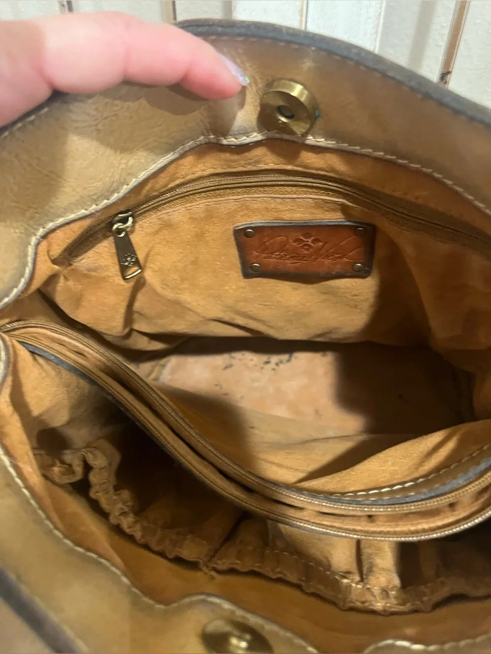 PATRICIA NASH Otavia Tooled  Leather Bucket Bag Natural Tan